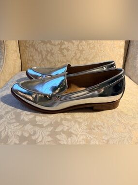 AEROSOLES Metallic Silver Slip-On Loafers